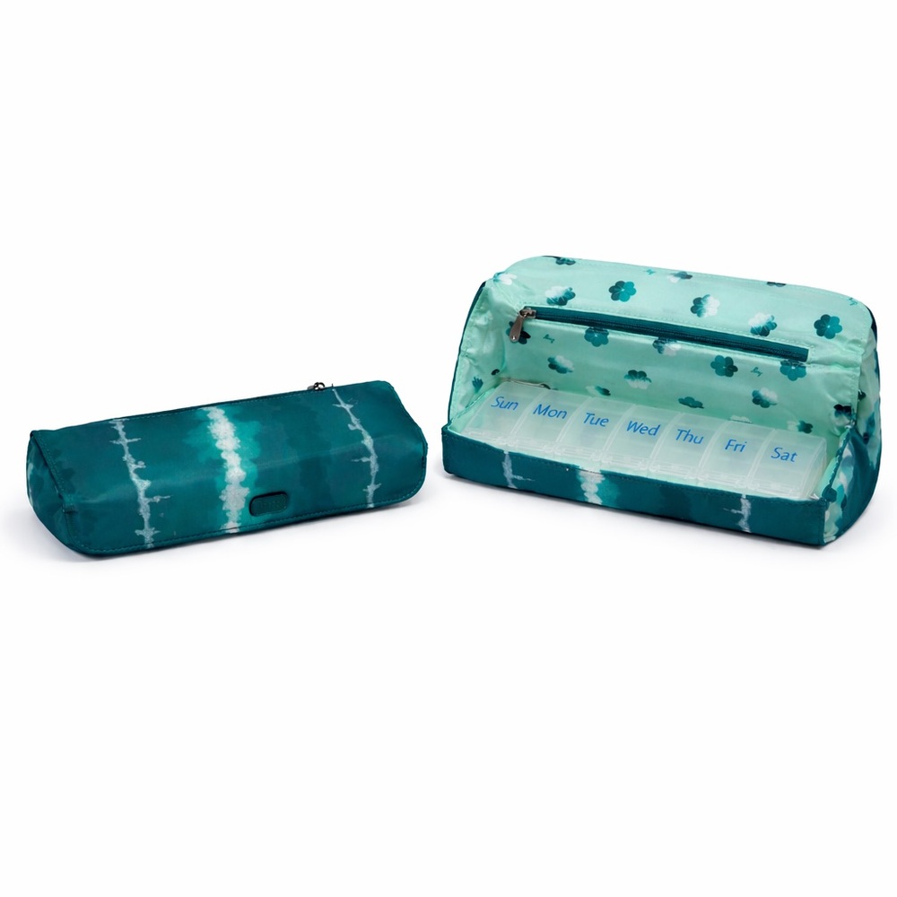 Lug Choo Choo XL Pill Organizer Floral Travel Case Pouch green watercolor
